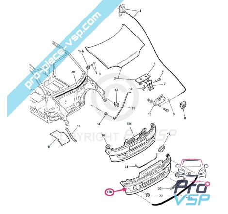 Pare choc avant adaptable en fibre pour Microcar Virgo 2