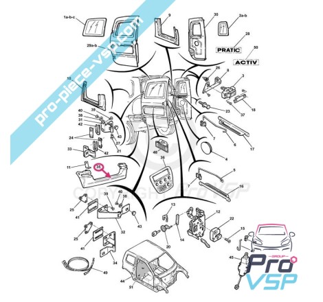 Fibra de pára-choques traseira para microcar virgo 3 pratic Activ