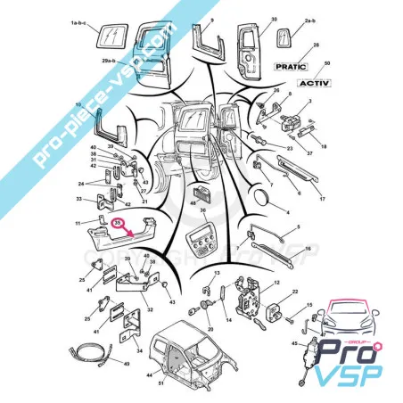 Bara de protecție din spate a fibrelor adaptabile pentru microcar virgo 3 pratic Activ