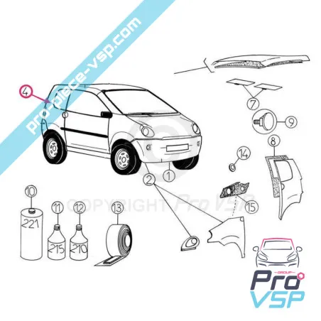 Right rear wing adaptable fiber for Aixam 300 , 400 e s sl