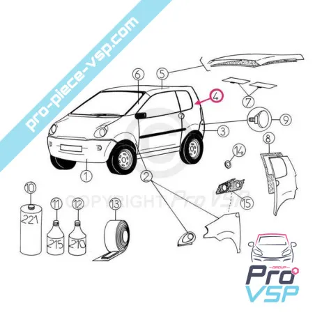 Aile arrière gauche adaptable en fibre pour Aixam 300 , 400 e s sl