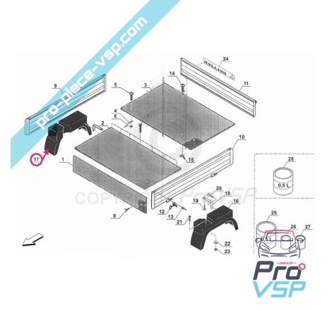 Aile arrière droite adaptable en fibre pour Microcar Bellier Jdm