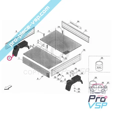 Aile arrière droite adaptable en fibre pour Microcar Bellier Jdm