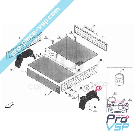 Aile arrière gauche adaptable en fibre pour Microcar Bellier Jdm