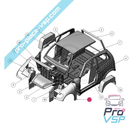 Aile avant gauche adaptable en fibre pour Ligier Xtoo Max