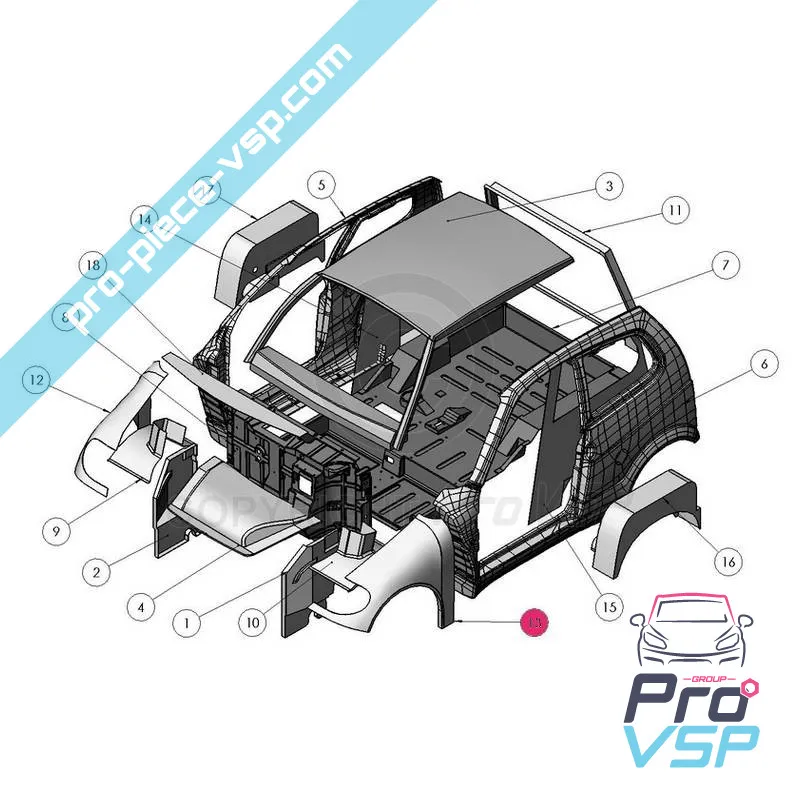 Aile avant gauche adaptable en fibre pour Ligier Xtoo Max