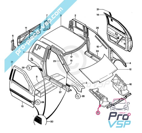 Joue d'aile avant droite adaptable en fibre pour Microcar lyra