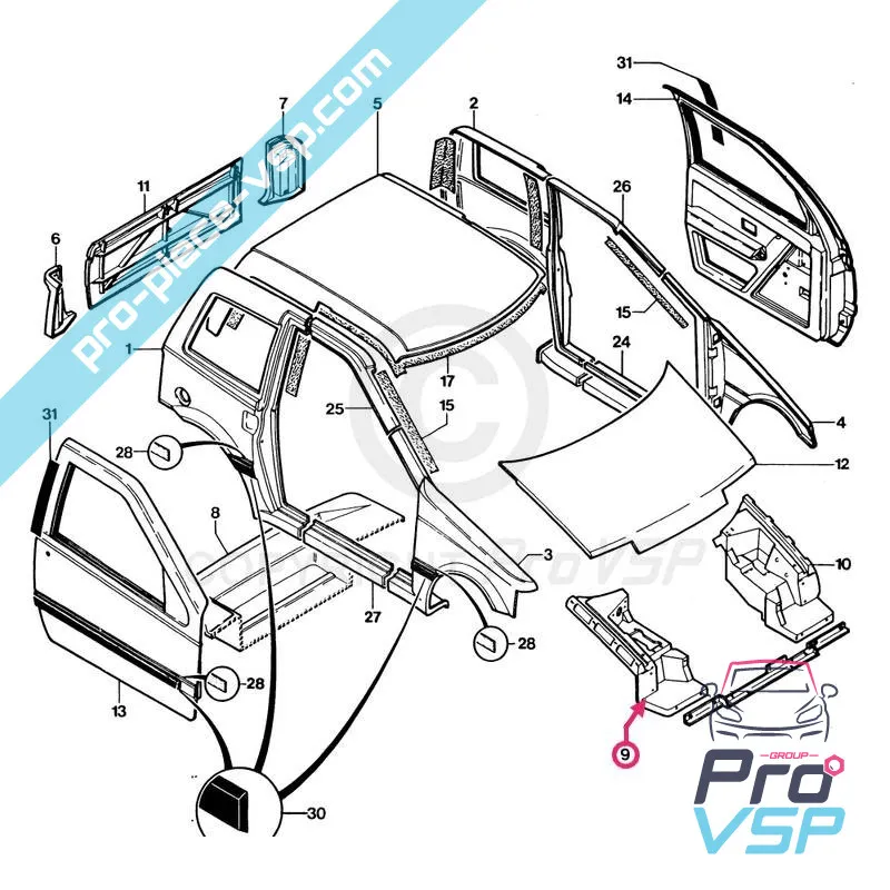 Play right front wing suitable for fiber for Microcar lyra
