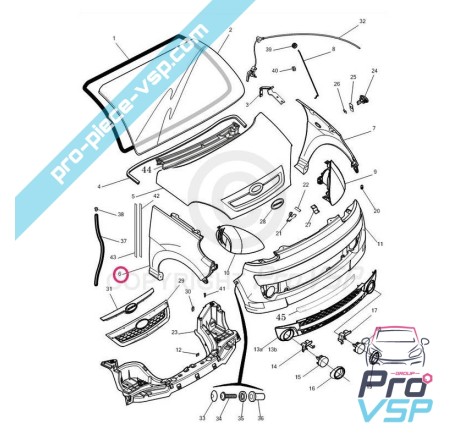 Asa dianteira de fibra para Microcar MGo1 MGo2
