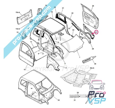 Aile avant gauche adaptable en fibre pour Microcar Virgo 3