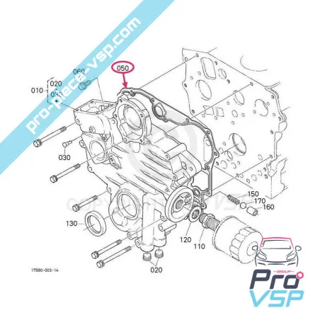 Verteilung Kurbelgehäusedichtung für aixam Motor kubota Z402 Z482