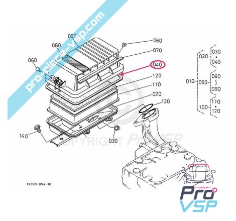 Joint de couvercle de filtre à air pour aixam moteur kubota z402 z482