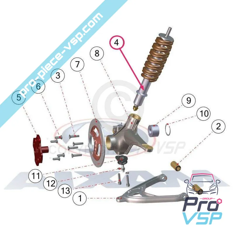 Amortiguador delantero adaptable para Aixam Impulsion Vision Sensation Minauto Acceso