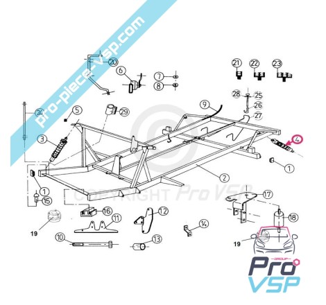 Amortisseur arrière pour jdm simpa titane albizia microcar lyra