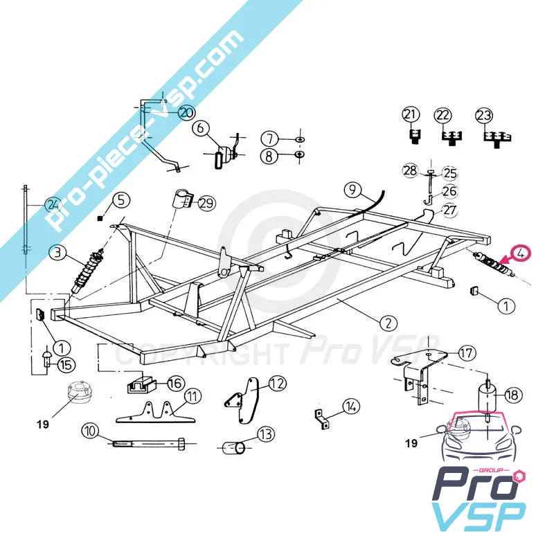 Amortiguador trasero para JDM SIMPA titane albizia microcoche lyra