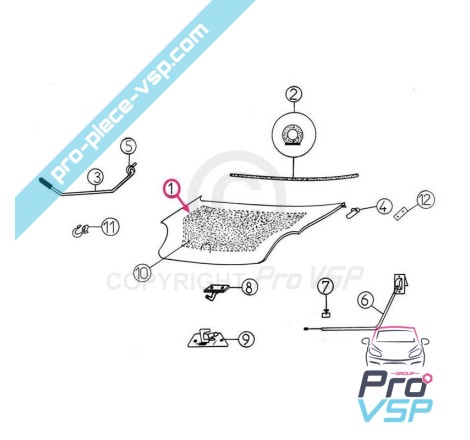 Capot adaptable en fibre pour Aixam 500.4 , 500.5 , minivan , pick-up