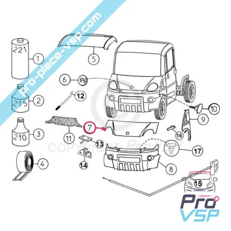 Capot adaptable en fibre pour Mega phase 2