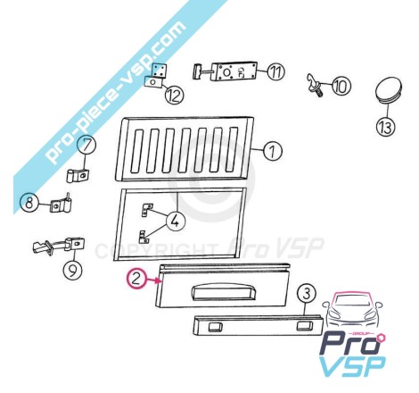 Coffre arrière adaptable en fibre pour Aixam 500.4 pick-up , 500.5 pick-up