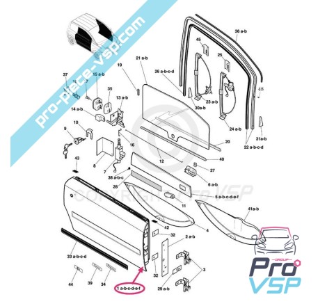 Panneau de porte extérieur droite adaptable en fibre pour Microcar Mc1 Mc2