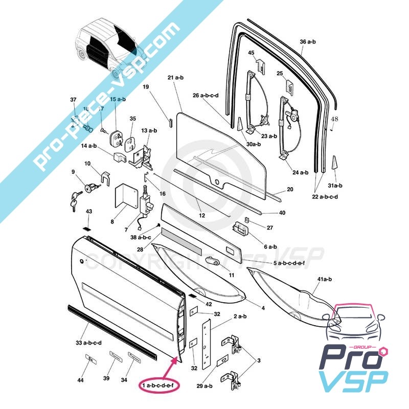 Exterior right door panel