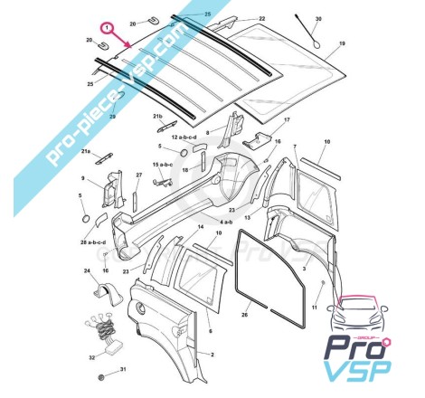 Pavillon ( toit ) origine pour microcar mc1