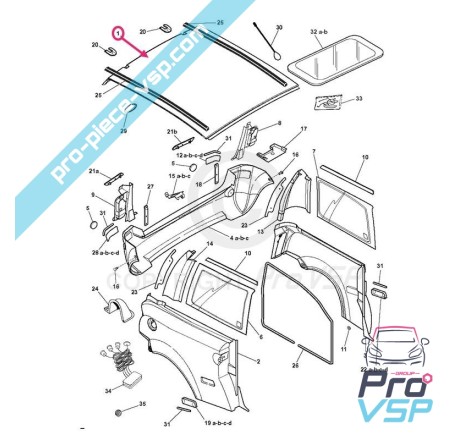 Pavillon ( toit ) origine pour microcar mc2