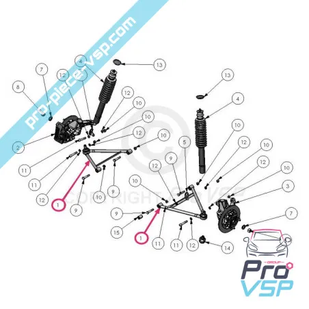 Triángulo delantero adaptable para Ligier xtoo r , xtoo s , xtoo rs , optimax 2, microcar cargo , DUE JS42 (Cuna de acero)