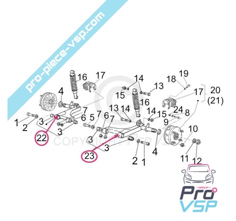 Triangle arrière adaptable pour casalini sulky , m10