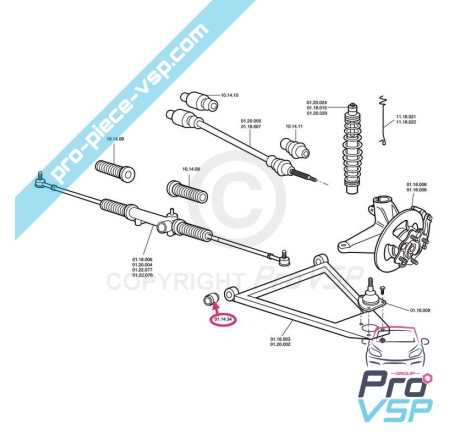 Silent bloc de triangle pour chatenet stella media barooder speedino