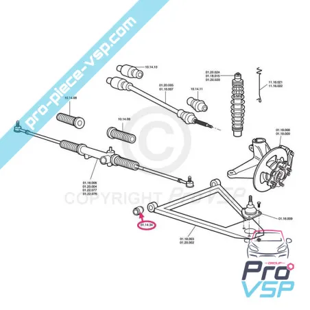 Silent bloc de triangle pour chatenet stella media barooder speedino