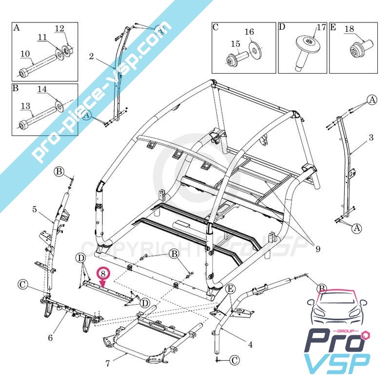 Crossing motor support front