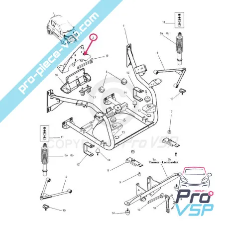 Soporte de motor trasero para microcar. mgo motorizado yanmar