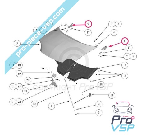 Charnières de capot adaptable pour Ligier Nova