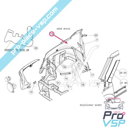 Right front wing adaptable fiber for Jdm Xheos