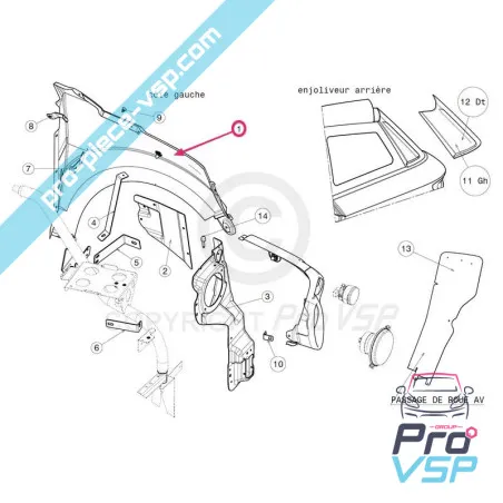 Fibra adaptable a la hoja frontal izquierda para Jdm Xheos