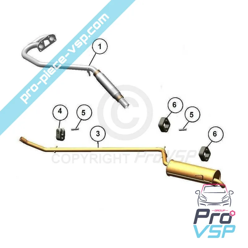 Tubo di scarico completo con collettore adattabile per Aixam Impulsion Vision