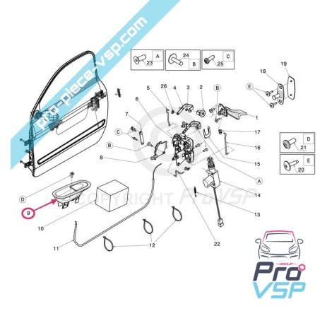 Apertador da porta interna do cromo para Ligier Microcar Dué