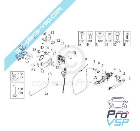Apertador da porta interna do cromo para Ligier Microcar Dué