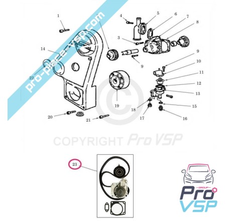 Kit distribution adaptable pour moteur lombardini focs progress