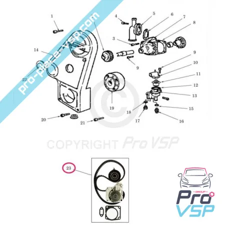 Kit distribution adaptable pour moteur lombardini focs progress