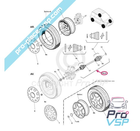 Cardan gauche adaptable pour microcar mc1 mc2