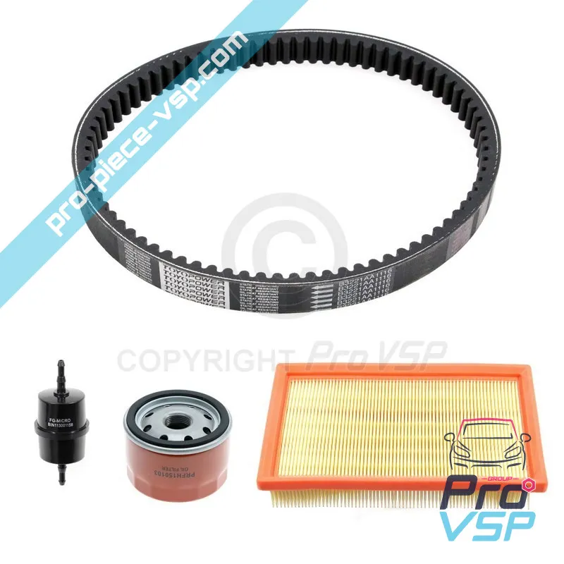 Kit entretien avec courroie pour microcar mc1 mc2 chatenet media barooder jdm orane moteur lombardini