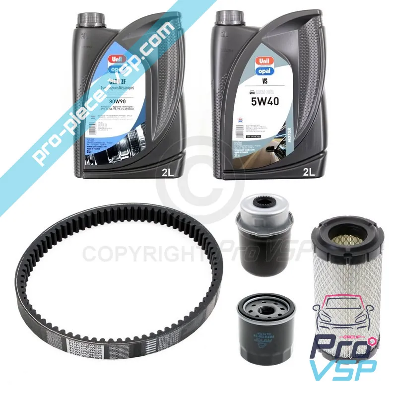 Kit entretien avec courroie pour Ligier Microcar Dué Chatenet Grecav Bellier