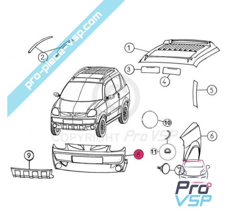 Pare choc avant ( modèle sans anti brouillard ) adaptable en plastique ABS pour Aixam