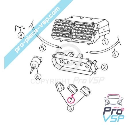 Bouton de chauffage central origine pour Aixam