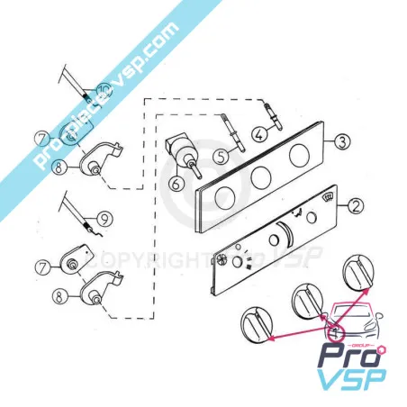 Bouton de chauffage origine pour Aixam