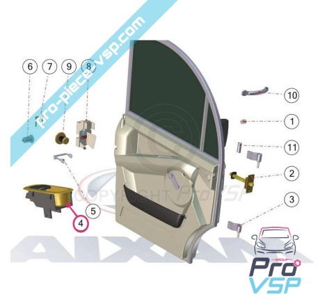 Black inner door handle Origin