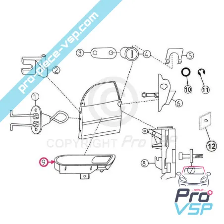 Poignée de porte intérieure chromée