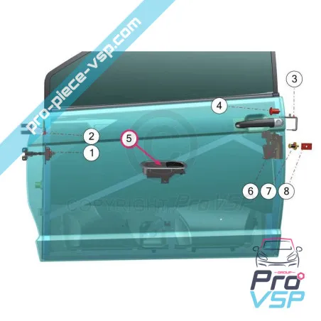 Manija de la puerta interior cromada