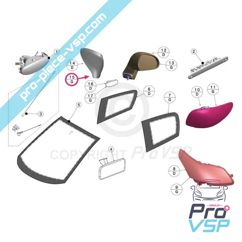 Linker Spiegelrumpf für Jdm Aloes , Roxsy